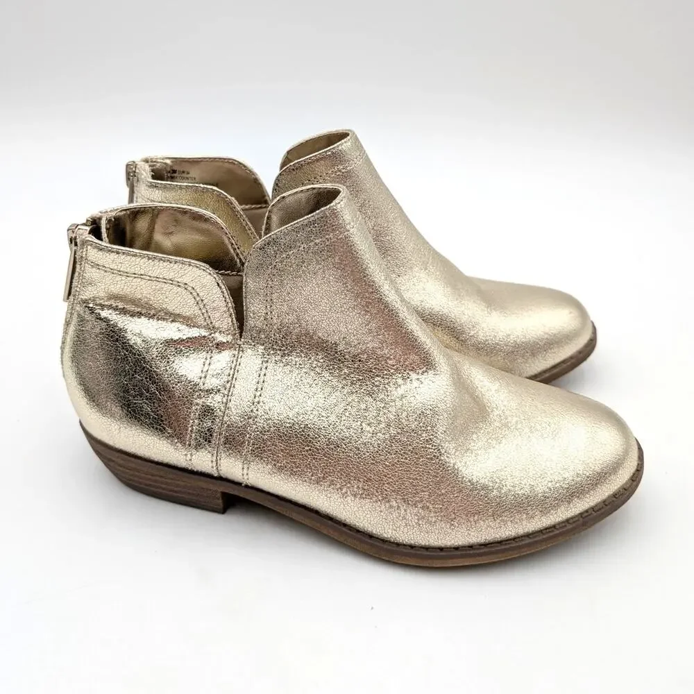 Nina Olympia Ankle Bootie Back Zip Girl's Light Gold Crackle Size US3M EU34
